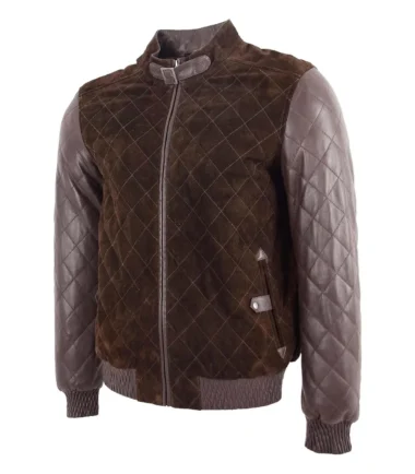 Men's Original Leather and Suede Bomber Varsity Jacket Bradley Brown